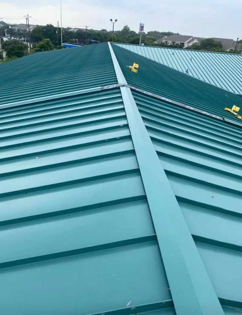 Green commercial metal roof ridge and valley for Metal Roof Repair in Roseburg